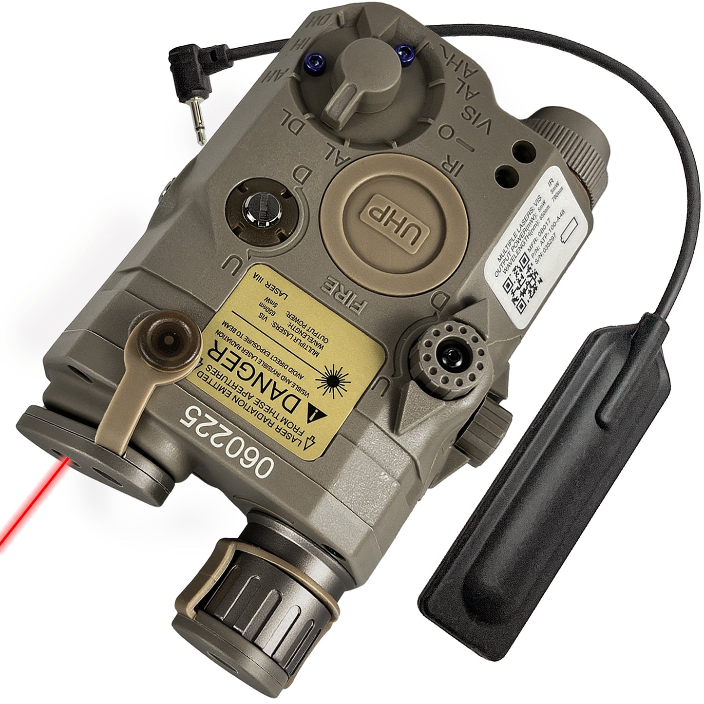 PEQ 15 LA5 Tactical White Flashlight Light Red 20mm Rail 5 Modes W/Pressure Switch for Airsoft