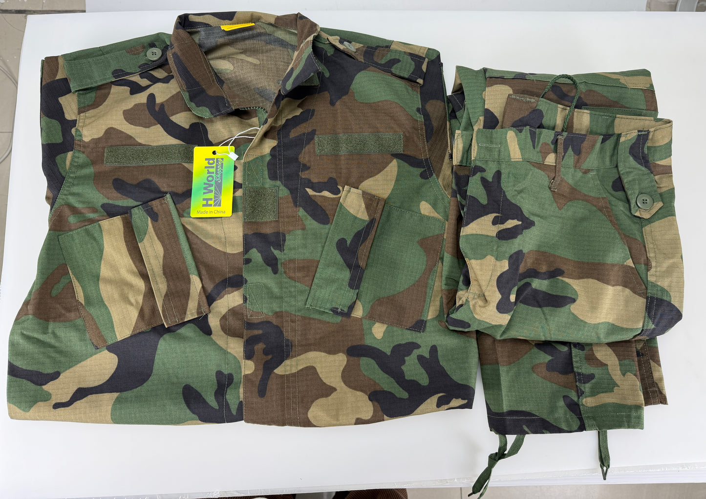 H World Shopping mens Military Tactical Hunting Combat BDU Uniform Shirt Pants Belt Woodland Suit