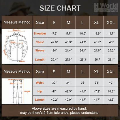 H World Shopping mens Military Tactical Hunting Combat BDU Uniform Shirt Pants Belt Woodland Suit