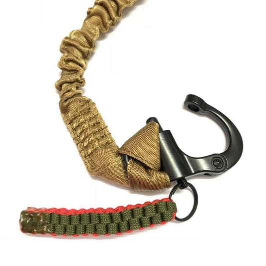Tactical Upgraded Version Multi-Use Adjustable Quick Release Retractable Safety Sling Lanyard for Outdoor Sports Airsoft Hiking Tan