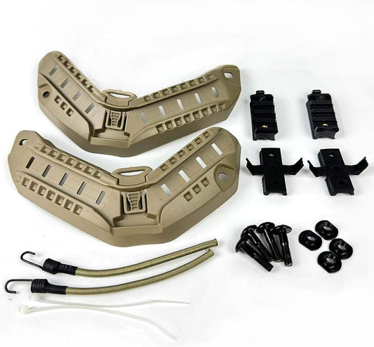 H World Shopping Airsoft Tactical Maritime Helmet Side Rail Set Guide Accessories for Flashlight (DE)