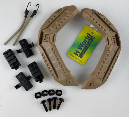 H World Shopping Airsoft Tactical Maritime Helmet Side Rail Set Guide Accessories for Flashlight (DE)