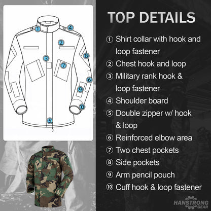 HANSTRONG GEAR Men Tactical BDU Combat Uniform Jacket Shirt & Pants Suit for Army Military Airsoft Paintball Hunting Shooting War Game