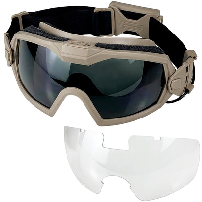 Airsoft Goggles Anti Fog with Fan and Interchangeable Lens Military Shooting Safety Goggles & Glasses for Cycling Paintball Hunting Motorcycle