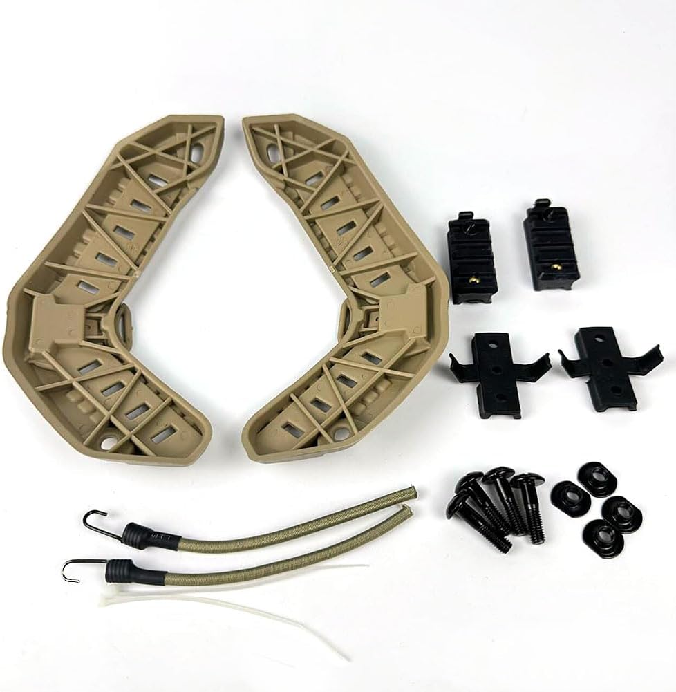 H World Shopping Airsoft Tactical Maritime Helmet Side Rail Set Guide Accessories for Flashlight (DE)