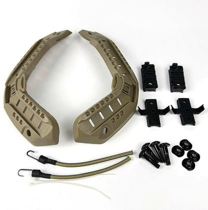 H World Shopping Airsoft Tactical Maritime Helmet Side Rail Set Guide Accessories for Flashlight (DE)