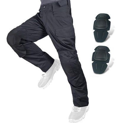 Tactical Airsoft Pants with Protection Knee Pads 10 Multiple Pockets Men Cargo Camouflage Combat Paintball Trousers Elastic Water Resistant Hook & Loop Adjuster Ripstop Heavy Duty Work Stretch