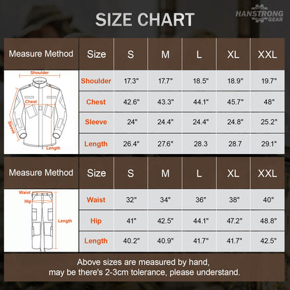 HANSTRONG GEAR Men Tactical BDU Combat Uniform Jacket Shirt & Pants Suit for Army Military Airsoft Paintball Hunting Shooting War Game