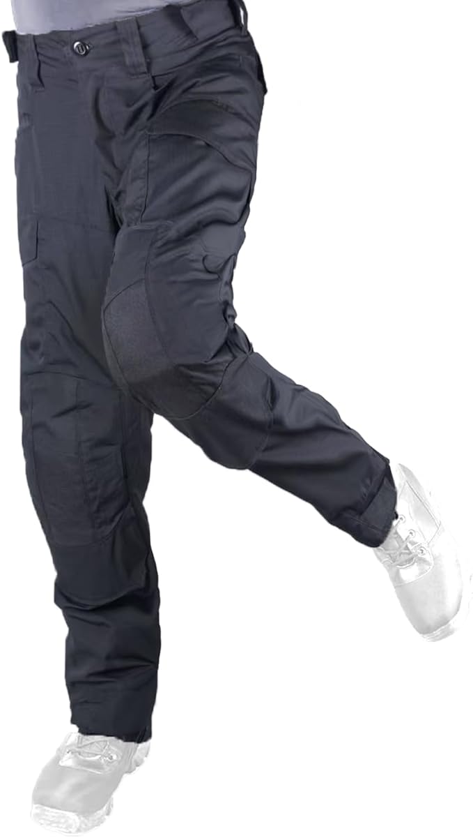 Tactical Airsoft Pants with Protection Knee Pads 10 Multiple Pockets Men Cargo Camouflage Combat Paintball Trousers Elastic Water Resistant Hook & Loop Adjuster Ripstop Heavy Duty Work Stretch