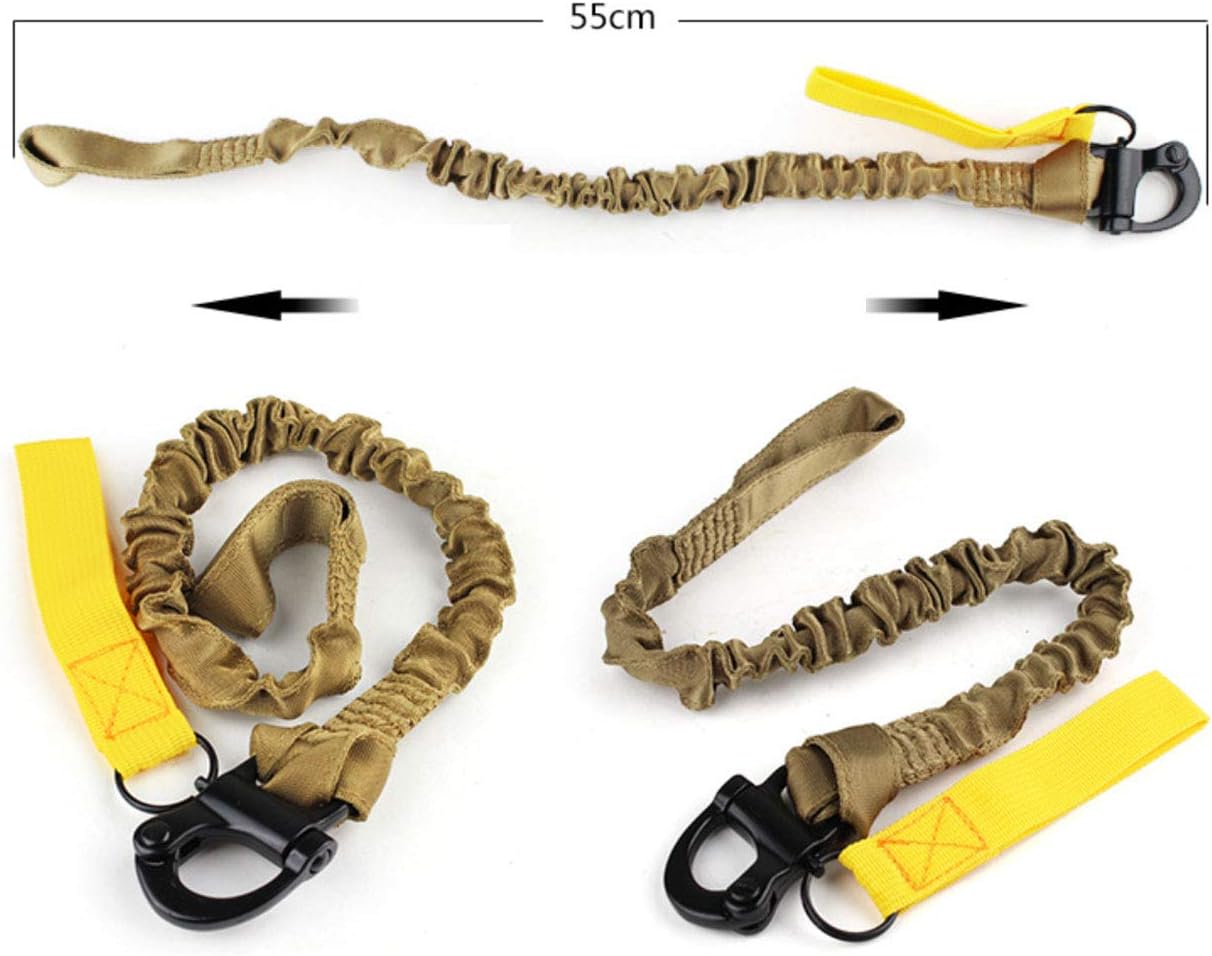 Tactical Multi-Use Adjustable Quick Release Retractable Safety Sling Lanyard for Outdoor Sports Airsoft Hiking Tan