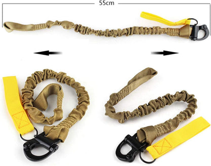 Tactical Multi-Use Adjustable Quick Release Retractable Safety Sling Lanyard for Outdoor Sports Airsoft Hiking Tan