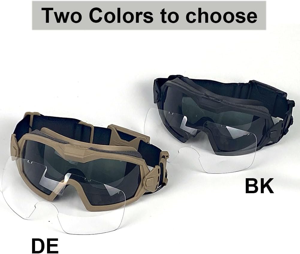 Airsoft Goggles Anti Fog with Fan and Interchangeable Lens Military Shooting Safety Goggles & Glasses for Cycling Paintball Hunting Motorcycle