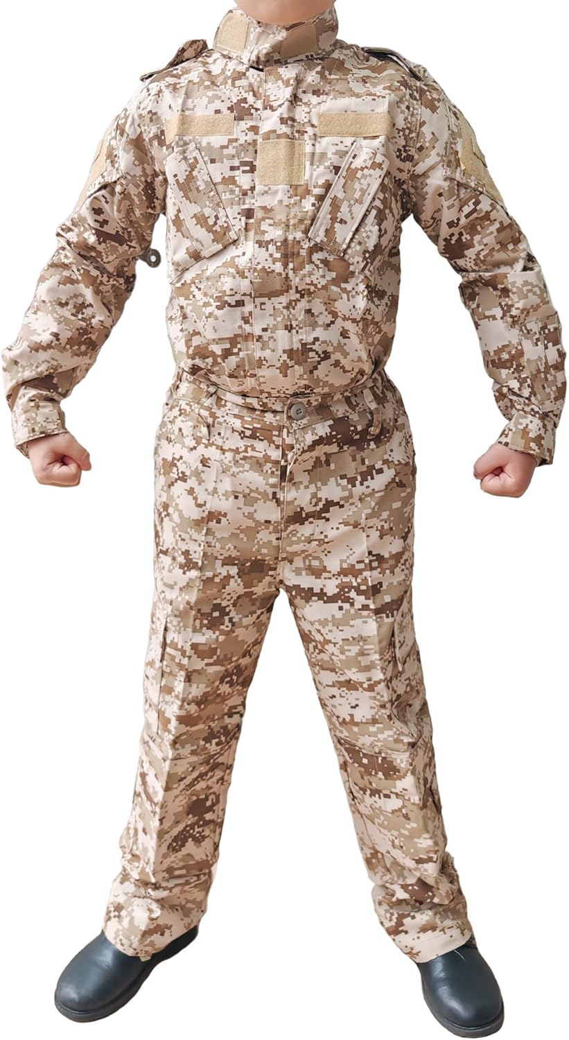 Tactical Airsoft Kids Clothing Children BDU Hunting Military Camouflage Combat Uniform Suit (MC,160)