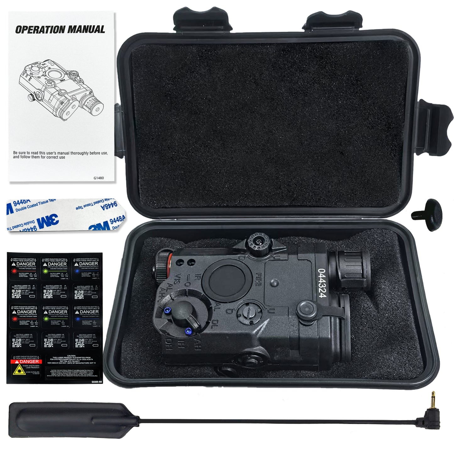 PEQ 15 LA5 Tactical White Flashlight Light Red 20mm Rail 5 Modes W/Pressure Switch for Airsoft