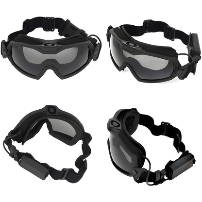 Airsoft Goggles Anti Fog with Fan and Interchangeable Lens Military Shooting Safety Goggles & Glasses for Cycling Paintball Hunting Motorcycle