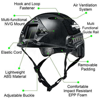 Tactical PJ Type Fast Helmet Paintball Army Military Airsoft Gear Bump Hunting Shooting SWAT Combat Helmets ABS Lightweight