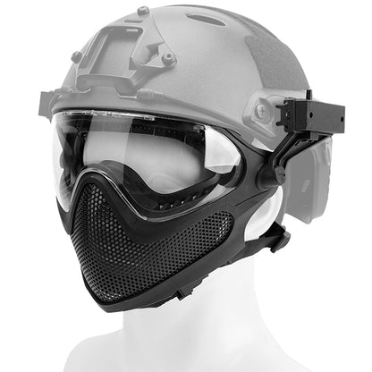 HANSTRONG GEAR Tactical Airsoft Pilot Strong Protection Full Face Mask Dual Mode Goggle System w/ 3 Interchangeable Lenses Attach on Fast Helmet with Adaptors