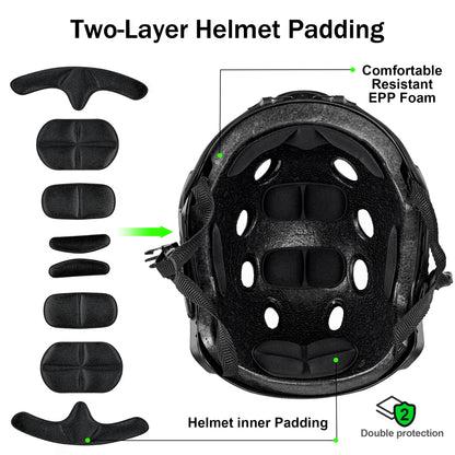 Tactical PJ Type Fast Helmet Paintball Army Military Airsoft Gear Bump Hunting Shooting SWAT Combat Helmets ABS Lightweight
