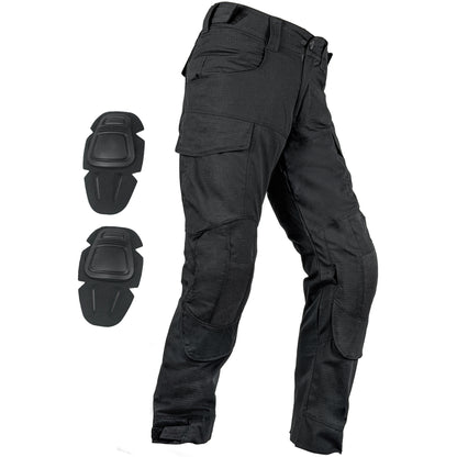 Tactical Airsoft Pants with Protection Knee Pads 10 Multiple Pockets Men Cargo Camouflage Combat Paintball Trousers Elastic Water Resistant Hook & Loop Adjuster Ripstop Heavy Duty Work Stretch