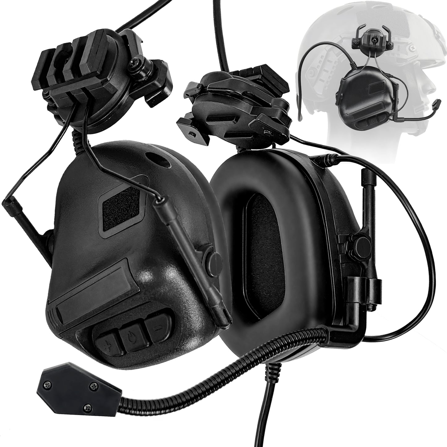 HANSTRONG GEAR Tactical Headset Unlimited Power Intercom with Microphone Waterproof Headphones Earmuff for Hunting Airsoft