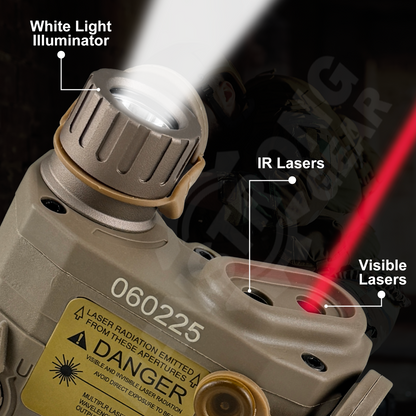 PEQ 15 LA5 Tactical White Flashlight Light Red 20mm Rail 5 Modes W/Pressure Switch for Airsoft