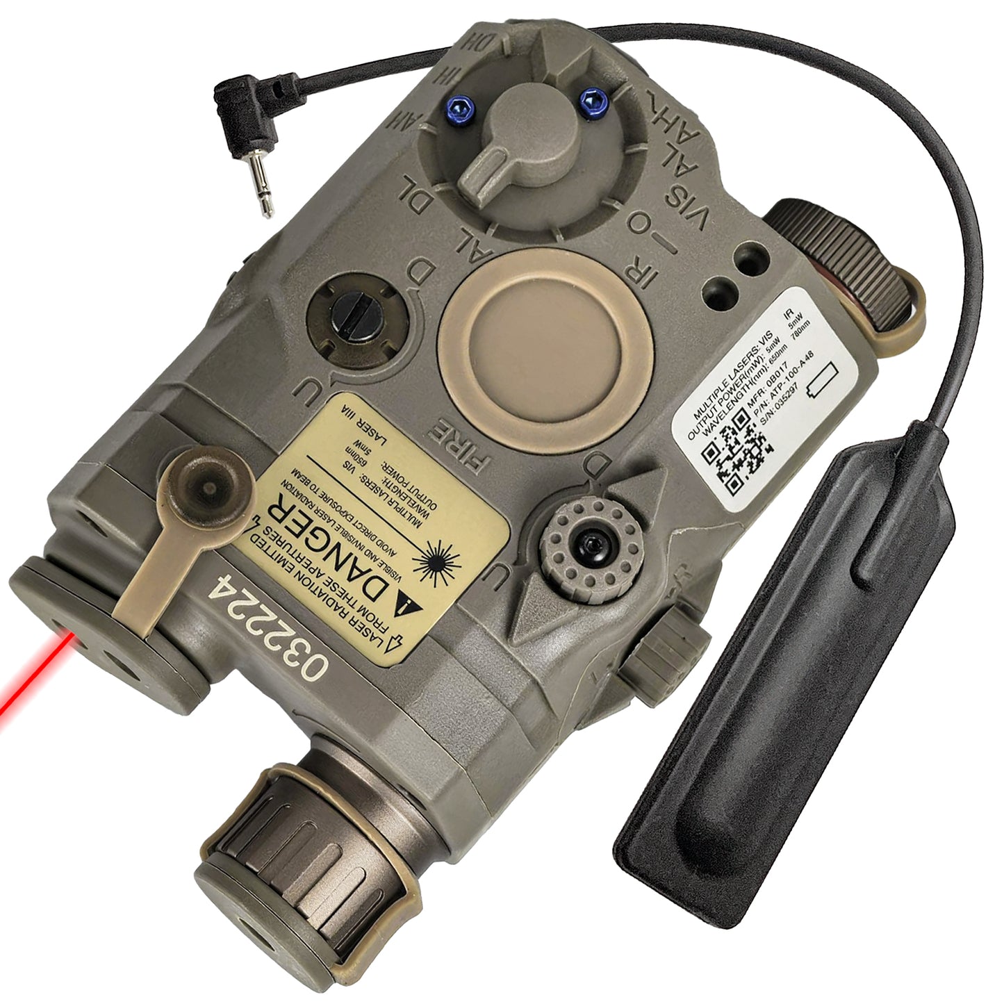 PEQ 15 LA5 Tactical White Flashlight Light Red 20mm Rail 5 Modes W/Pressure Switch for Airsoft