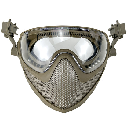 HANSTRONG GEAR Tactical Airsoft Pilot Strong Protection Full Face Mask Dual Mode Goggle System w/ 3 Interchangeable Lenses Attach on Fast Helmet with Adaptors