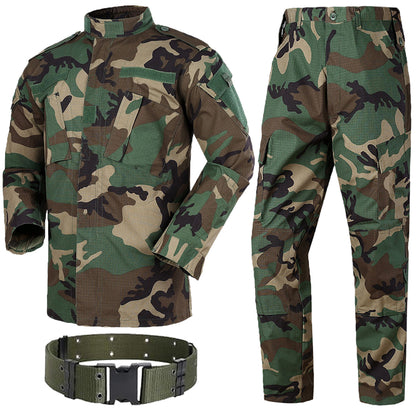 H World Shopping mens Military Tactical Hunting Combat BDU Uniform Shirt Pants Belt Woodland Suit