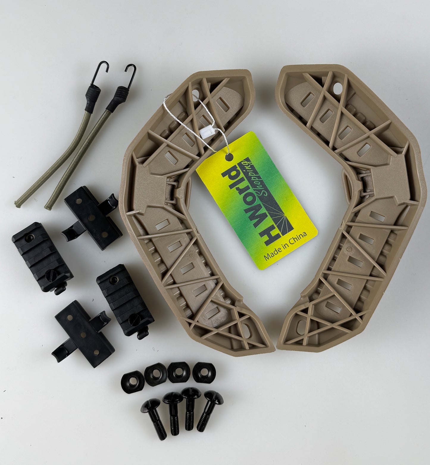 H World Shopping Airsoft Tactical Maritime Helmet Side Rail Set Guide Accessories for Flashlight (DE)