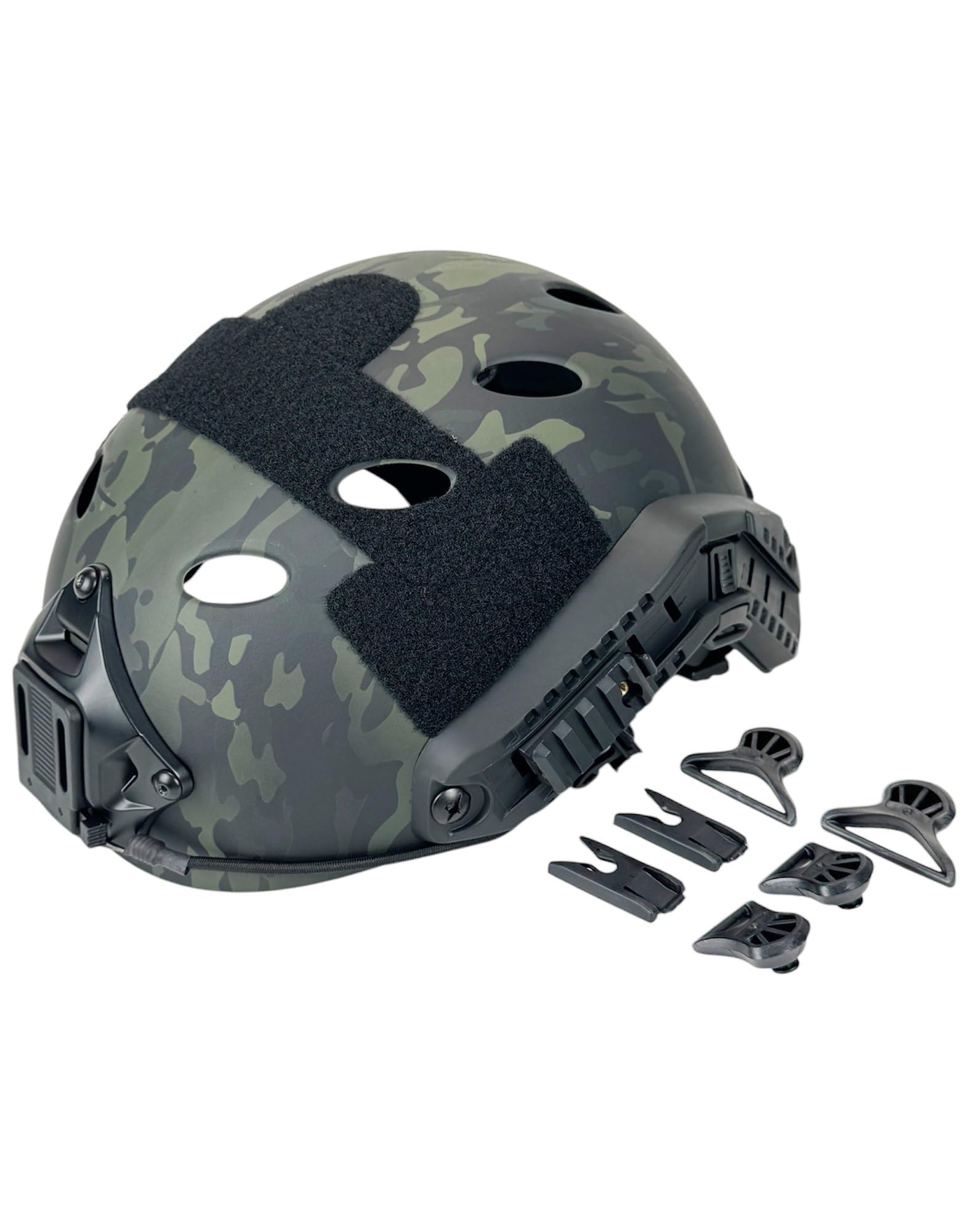 Tactical Airsoft Adjustable Fast Protective Helmet PJ NVG Mount for Tactical Airsoft Paintball MCBK(X-Large)